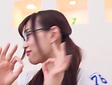 Japanese teen in stockings Mitani Akari gets cum on glasses picture 98