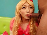 Hot Tokyo girl with fair hair enjoys cosplay sex in 69 picture 15