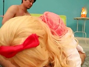 Hot Tokyo girl with fair hair enjoys cosplay sex in 69