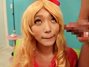 Hot Tokyo girl with fair hair enjoys cosplay sex in 69