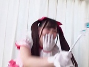 Shameless Japanese teen Mitani Akari in a hot group action