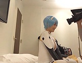 Cosplay sex lover Kurata Mao fucks with two dudes in a POV vid picture 130