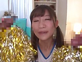 Stunning teen Hoshina Ai gives a double blowjob in a group action picture 69