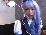 Astonishing Japanese girl in a cosplay sex action in POV picture 57