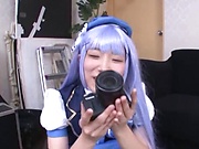 Astonishing Japanese girl in a cosplay sex action in POV