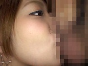 Lovely Japanese girl Mari Rika blows a huge dick and swallows cum