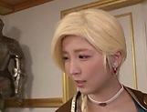 Blonde Japanese cutie Sakura Kizuna enjoys cosplay sex and gives head