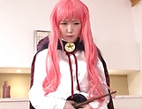 Pink-haired Japanese AV girl Sakura Kizuna gets pussy pleasured picture 16