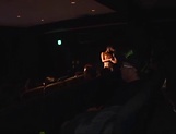 Naked babe is riding dick in the cinema