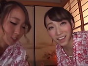 Three dirty-minded Japanese milfs perform a nasty cock ride