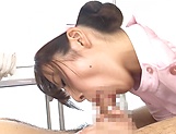 Hot Japanese nurse Mashiro Kanna spreads gets a huge cock picture 40