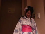 Kimono lady is a steamy hot cock- sucker