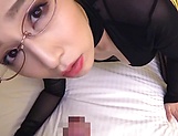 Milf with glasses sucks cock in a perfect POV play picture 33