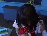 Hot schoolgirl Ayami Shunka gets her hairy pussy creamed picture 12