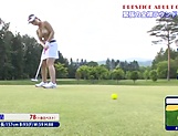 Sporty Japanese golf player gets naked on the court picture 18
