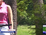 Sporty Japanese golf player gets naked on the court