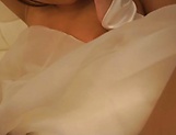 Gorgeous Asian bride seductively teases in her wedding dress picture 28