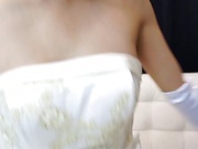 Alluring bride gets a wild toy session indoors