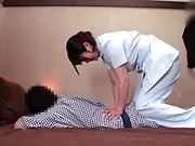 Japanese mature is giving a dick massage