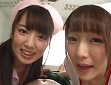 Shameless Japanese nurses giving a severe ride in a 3some action picture 32