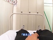 Cute Asian nurse does POV blowjob to her delights