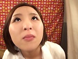 Hot Japanese AV model gives a steaming blowjob picture 74