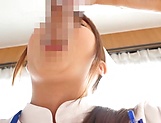 Oversexed Japanese nurse sucks a cock and masturbates her twat picture 53