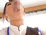 Oversexed Japanese nurse sucks a cock and masturbates her twat picture 55