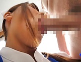 Oversexed Japanese nurse sucks a cock and masturbates her twat picture 66