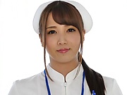 Oversexed Japanese nurse sucks a cock and masturbates her twat