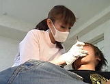 Lusty Tokyo nurse gets her hairy pussy fucked getting cum on body
