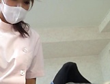 Lusty Tokyo nurse gets her hairy pussy fucked getting cum on body picture 22