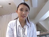 Charming Japanese nurse in black stockings Hamasaki Mao enjoys a ride picture 22
