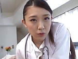 Charming Japanese nurse in black stockings Hamasaki Mao enjoys a ride picture 49