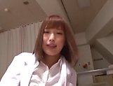 Hot Japanese nurse in nylon stockings Hamasaki Mao gets licked picture 74