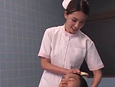 Smoking hot Japanese nurse fucks with a guy in the bath picture 20