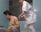 Sweet Japanese nurse takes a bath with her patient and fucks hard picture 17