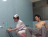 Sweet Japanese nurse takes a bath with her patient and fucks hard picture 18