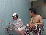 Sweet Japanese nurse takes a bath with her patient and fucks hard picture 19