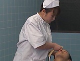 Sweet Japanese nurse takes a bath with her patient and fucks hard picture 21