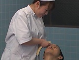 Sweet Japanese nurse takes a bath with her patient and fucks hard picture 22