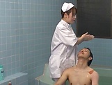 Sweet Japanese nurse takes a bath with her patient and fucks hard picture 24