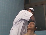Sweet Japanese nurse takes a bath with her patient and fucks hard picture 25