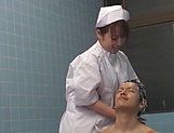 Sweet Japanese nurse takes a bath with her patient and fucks hard picture 27