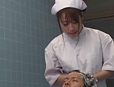 Sweet Japanese nurse takes a bath with her patient and fucks hard picture 28