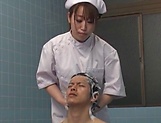 Sweet Japanese nurse takes a bath with her patient and fucks hard picture 29