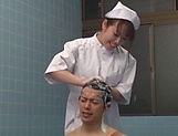 Sweet Japanese nurse takes a bath with her patient and fucks hard picture 30