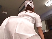 Horny nurse takes a creampie after tenacious fuck