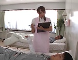 Fantastic Japanese nurse gives a blowjob and swallows cum in pov