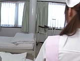 Fantastic Japanese nurse gives a blowjob and swallows cum in pov picture 79